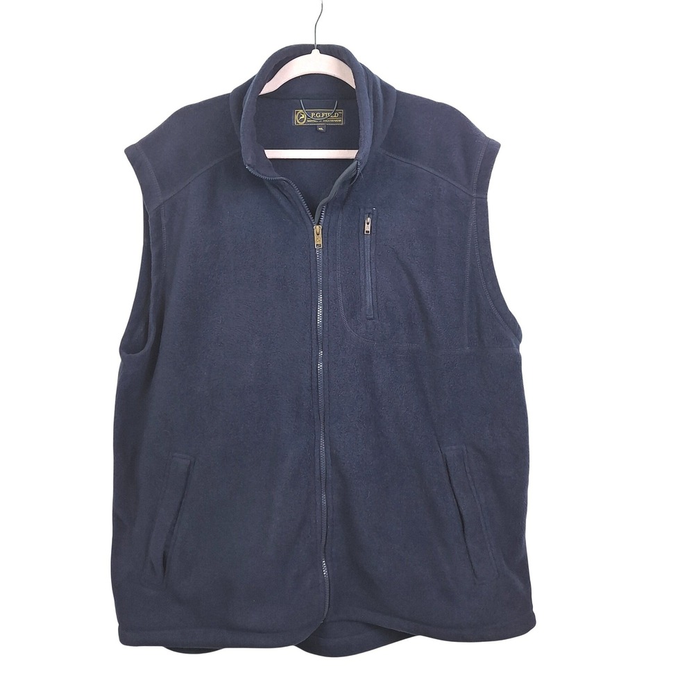 P.G. Field Mens Fleece Vest XL Navy Blue Full Zip Countrywear Gilet Pocket